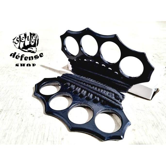 Knuckle Solid Steel Grip Paracord-Hitam & Silver "Self Defense Shop"
