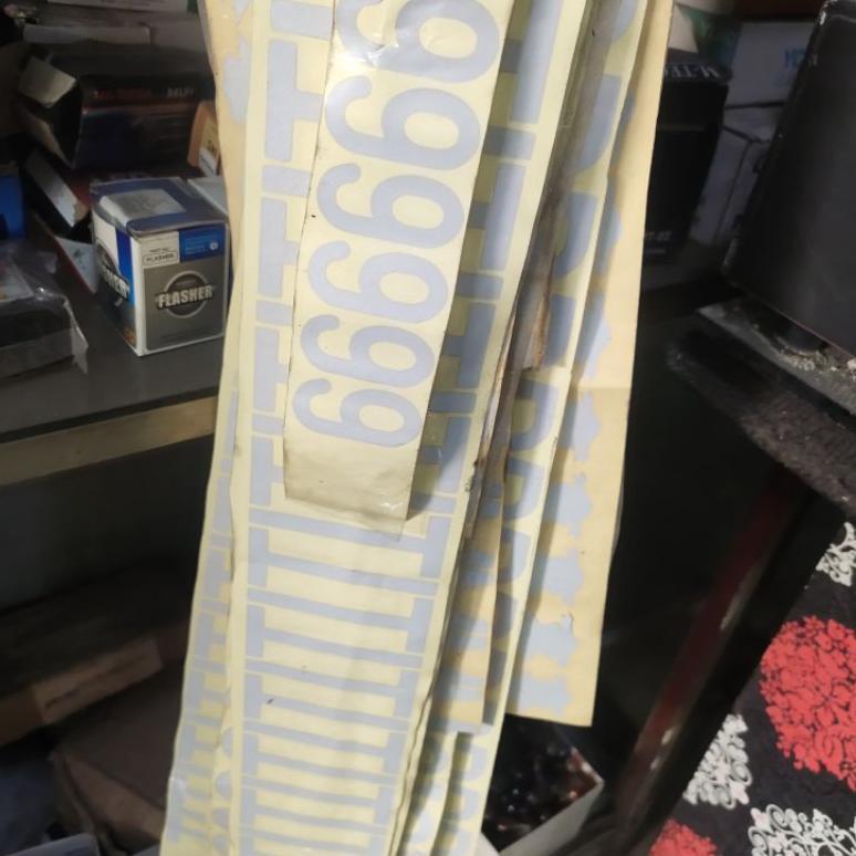 TERLARIS stiker nomor plat angka putih,stiker plat reflektif