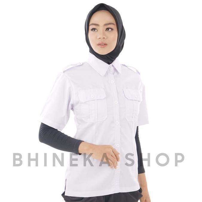 PREMIUM KEMEJA PDH PUTIH WANITA LENGAN PENDEK SERAGAM PNS PUTIH WANITA