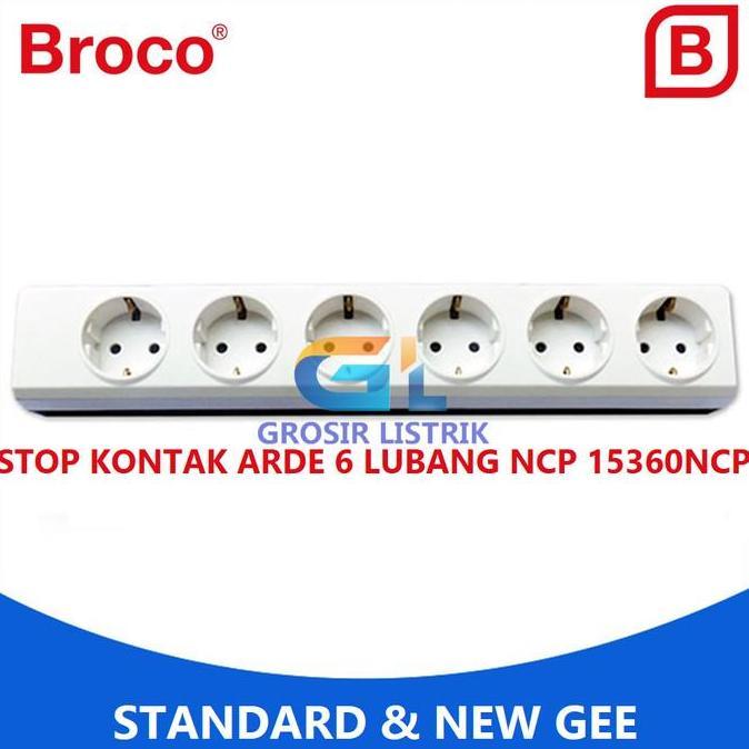 Bestone- Broco Stop Kontak Arde 6 Lubang Putih 15360-NCP 15360 Ori