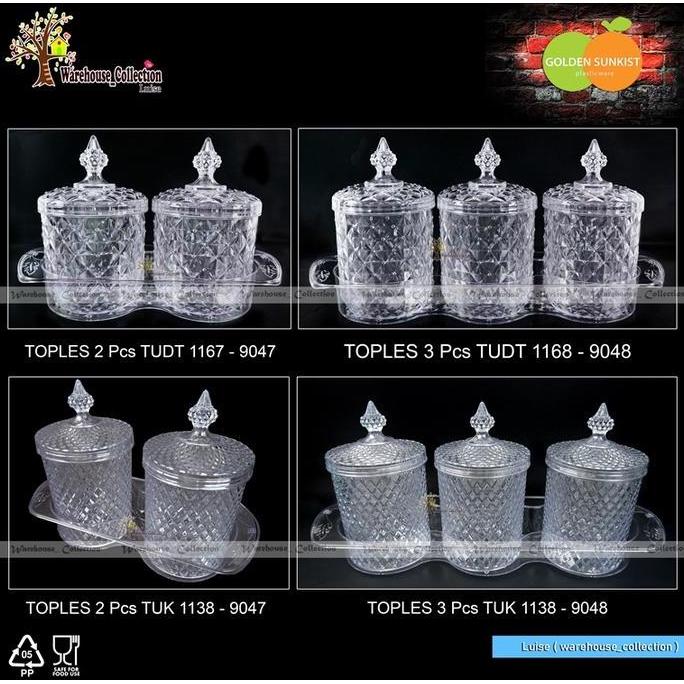 Toples Set + Nampan / 2 toples + 1 nampan / 3 toples + 1 nampan/Toples Akrilik Set Cantik toples  1