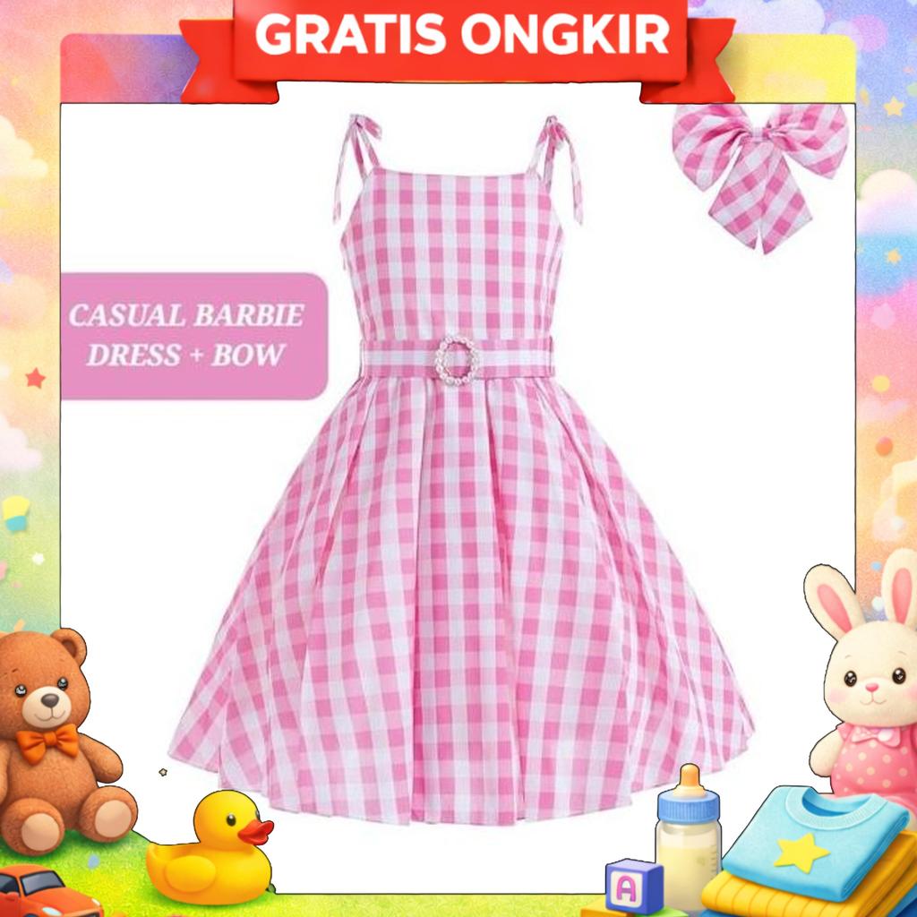 Bajukiddie Casual Barbie Dress Kostum Pink Fashion Princess Pink Costume Aksesoris