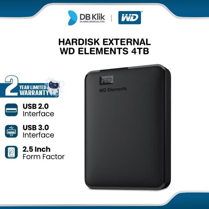 Harddisk External WD Elements 4TB 2.5 Inch - HD / HDD WD Element 4TB