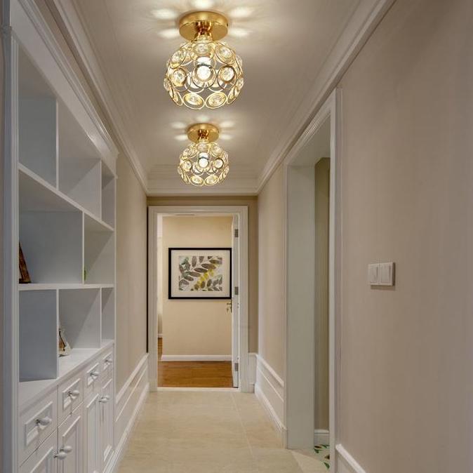 Bestone- Lampu Kristal Plafon Simple Minimalis Lampu Gantung Kristal Bulat