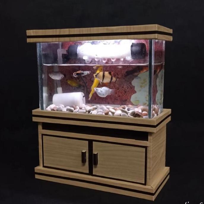 AQUARIUM MINI FULL SET MEJA DAN LAMPU