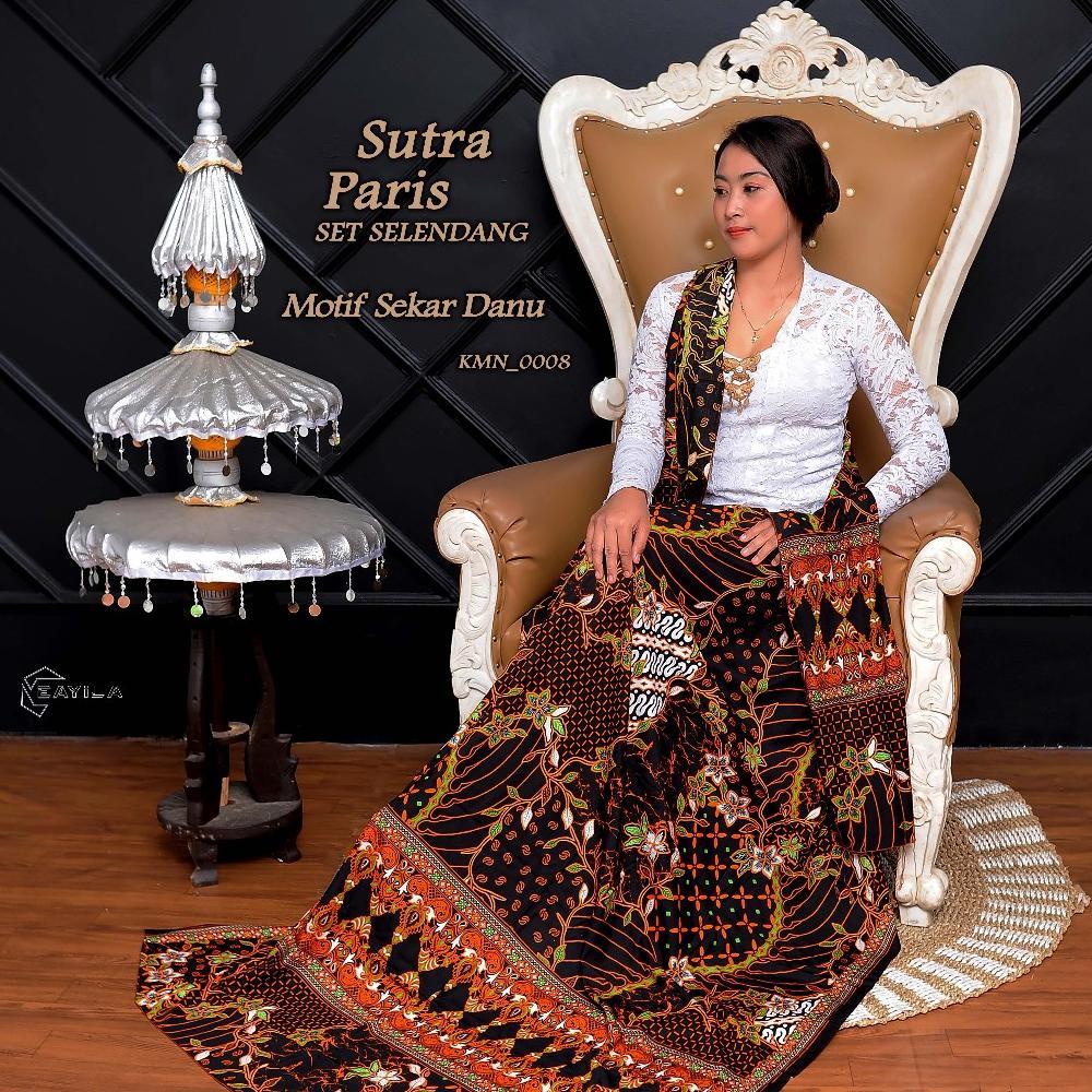 Terbaru Eayila - Kain Kamen Songket Sutra Paris Atbm + Selendang Bahan Premium Motif Sidomukti Kunin