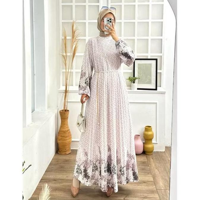 GAMIS PLISKET MOTIF PRINTING TERBARU BUNGA FLORAL