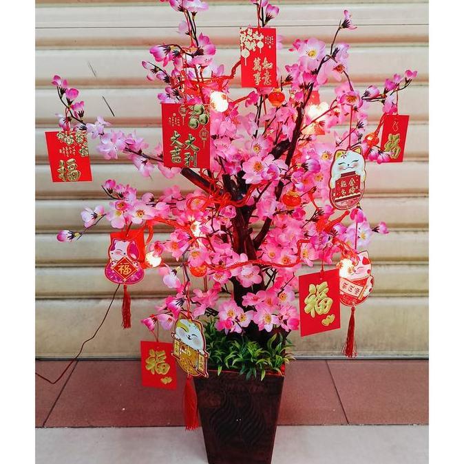 Pohon imlek meihua angpao mehwa sakura besar 87cm hiasan gantung imlek