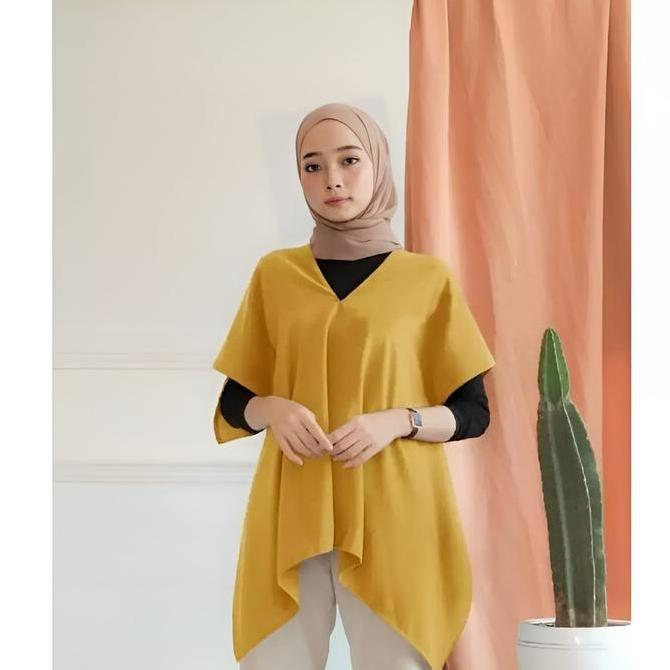 Atasan Blouse Kaftan Polos Wanita Terbaru Kaftan Pendek Termurah Free Belt Fit Muslim