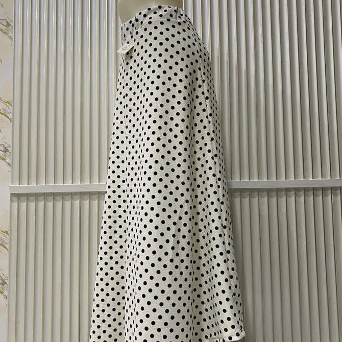 ROK PAYUNG PANJANG WANITA MOTIF POLKADOT FULL KARET PINGGANG MELAR