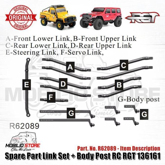 Sparepart Ori R62089 Link Set Body Post Rc Crawler Rgt 136161 Jl/Df Gercep