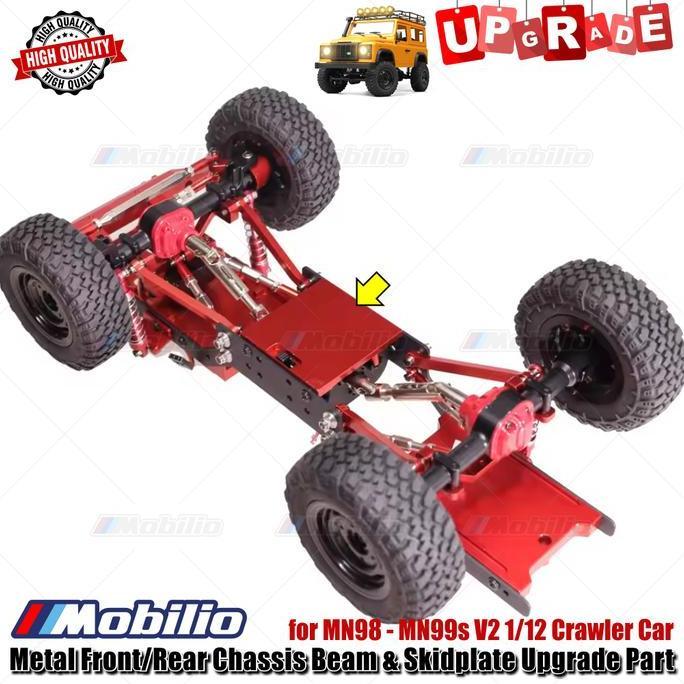 Upgrade Part Metal Front/Rear Chassis Beam & Skidplate For Mn98 - Mn99S V2 1/12 Scale Rc Crawler Car