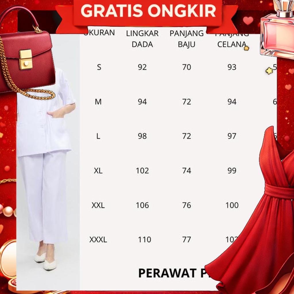 Baju Perawat Wanita Lengan Pendek Baju Dokter Baju Perawat Putih Seragam Perawat Katun