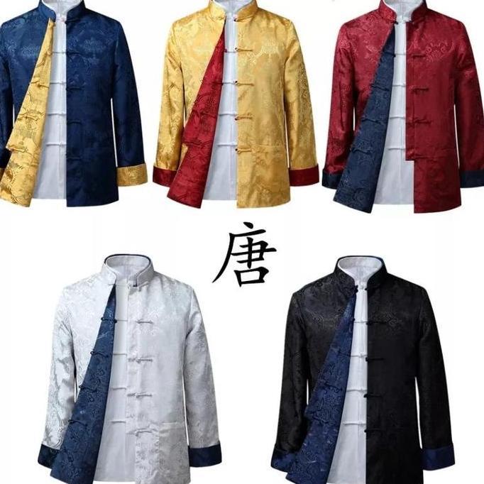Baju Cina Pria Baju Cheongsam Bolak Balik Lengan Panjang Pria