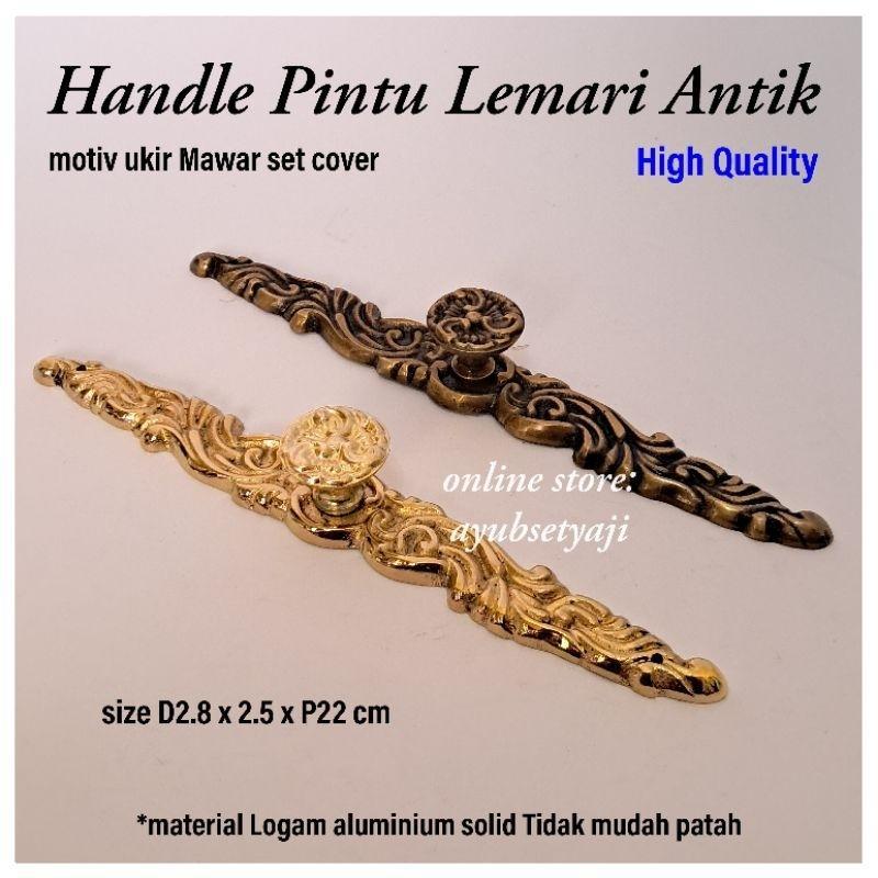 Handle Pintu Lemari Knob Mawar Set Cover Panjang / Tarikan Laci Knob Bunga Mawar Loker Almari Buffet