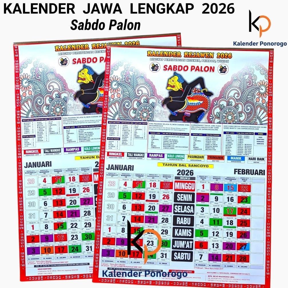 READY Kalender 2026 Kalender Jawa Tahun 2026 / Kalender Sabdo Palon / Kalender Kejawen / Kalender Wu