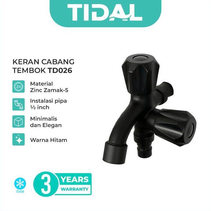 Serbaledeng- Tidal Keran Air Cabang Tembok Hitam Kran Tidal Td026 Black