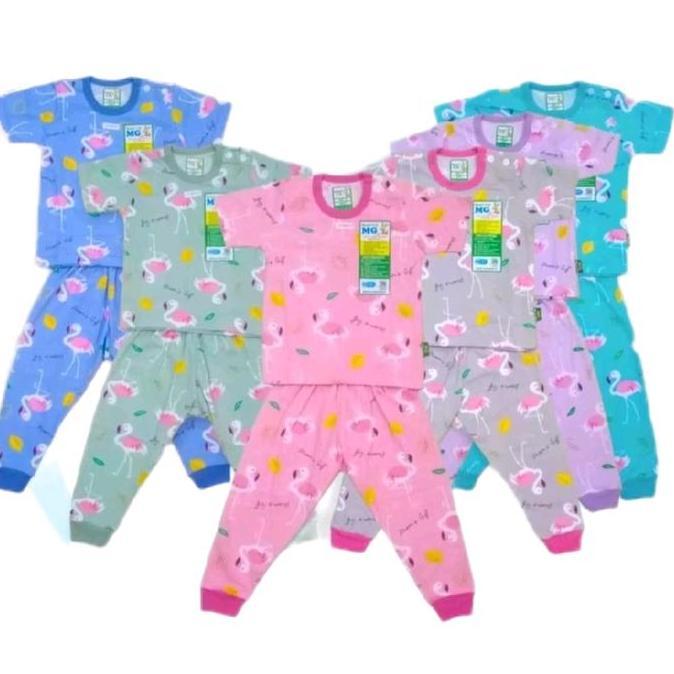 Larisbanget- 3Pcs Setelan Cpr Moms Gift Anak Perempuan Motif Flaminggo /Setelan Katun/Setelan Harian