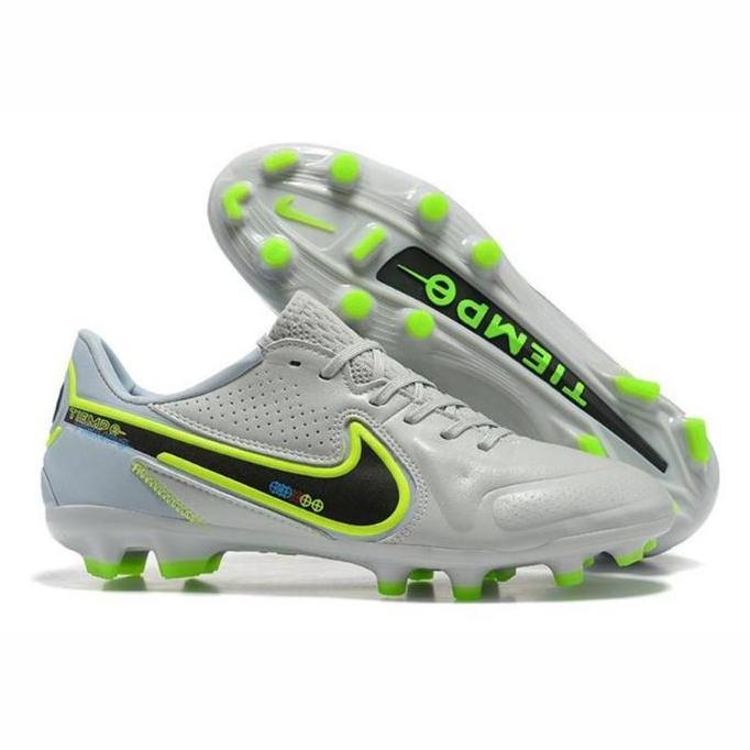 Sepatu Bola Nike Tiempo Legend 9 Elite Football Grey Black Green FG