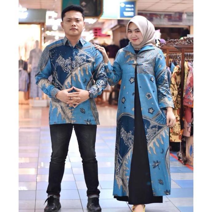(Langsung Proses) Couple Batik Outer Gamis Bahan Dolby Premium Thamrin City Pasti Diskon Grab/Gosend