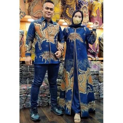 (Langsung Proses) Couple Gamis Batik Bahan Dolby Cabutan Combinasi Jaitan Smock Tapis Lampung Thamri