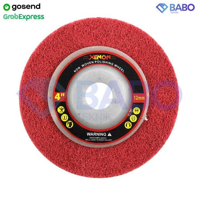 XENON Non Woven Pad 4 inch Merah - Mata Gurinda Poles Non Woven