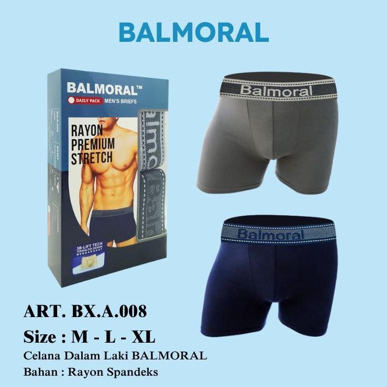Balmoral Boxer Celana Dalam Pria Rayon Spandex 2 Pcs BX.A.008