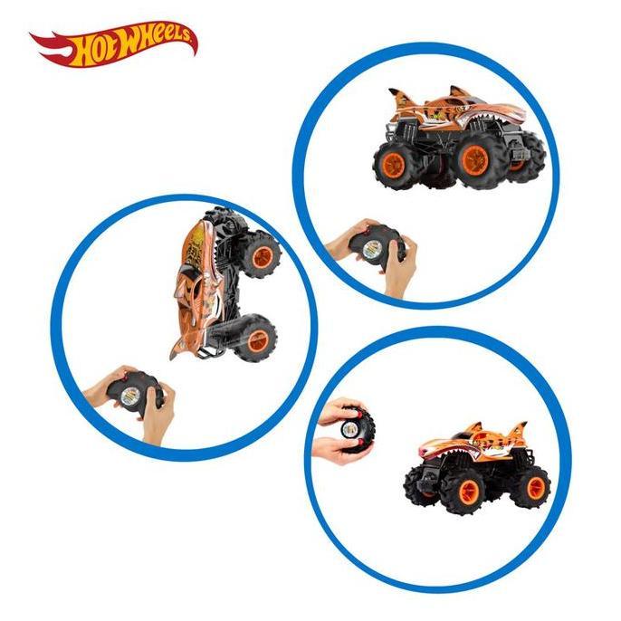 Hot Wheels Monster Trucks 1:24 Tiger Shark Remote Control - Mainan Mobil Balap