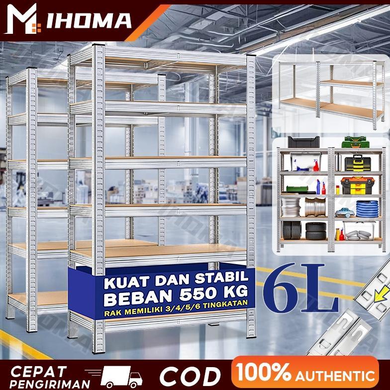 Rak Susun Besi Rak Besi Siku 6 Susun Rak Besi Rak Gudang Rak besi serbaguna Rak Toko Kelontong