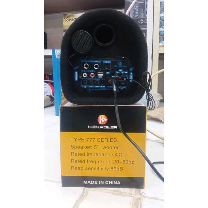 Speaker Aktif High power 777 Bluetooth Radio Speaker Tabung plus mic kabel 5 inch bisa di sambung ke
