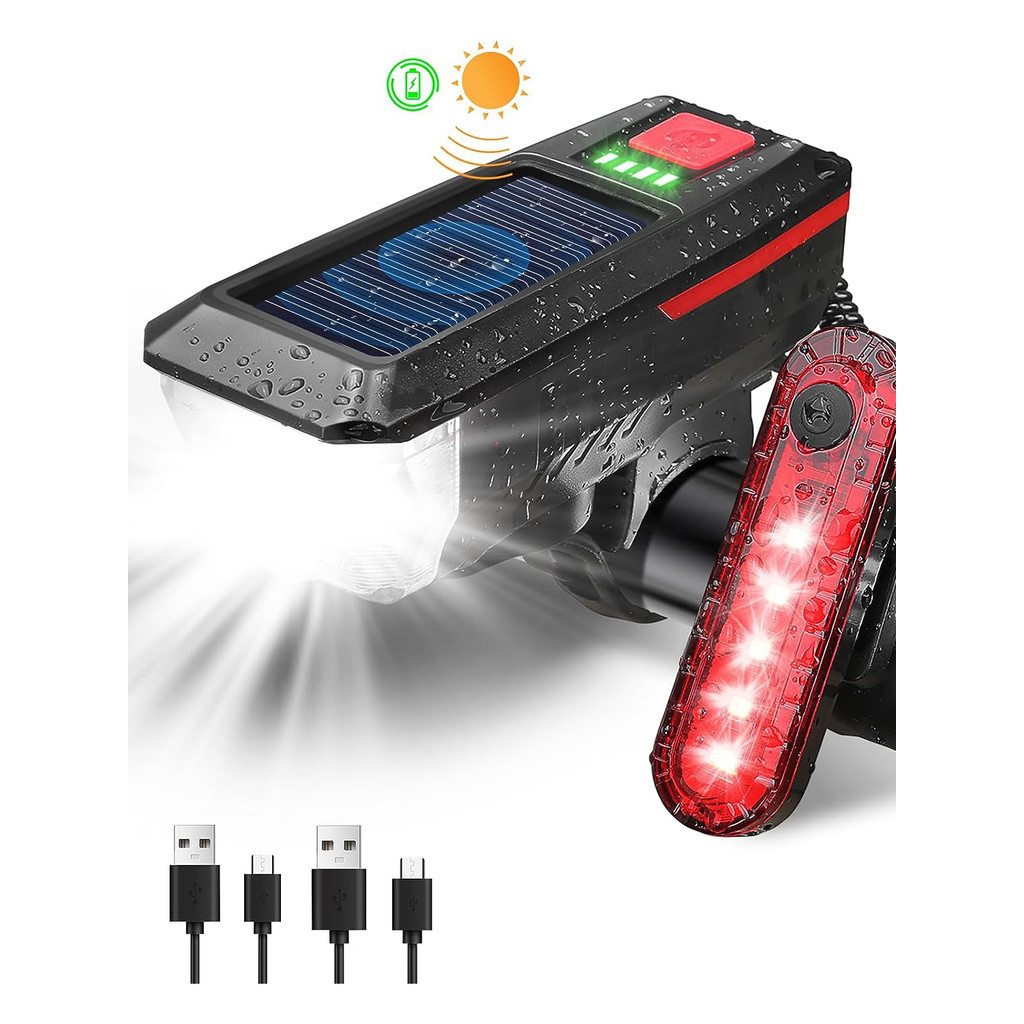 2 Packs of Bicycle Front and Rear Lights, Super Bright Bicycle Lights for Night Cycling, Upgraded US