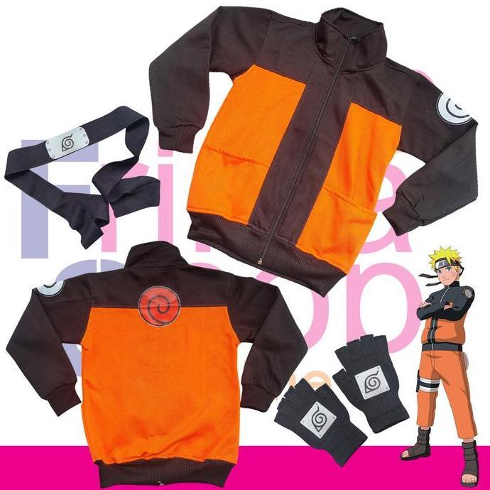 Naruto Shippuden MLBB Paket Kostum Anak Jaket Sarung Tangan Headband