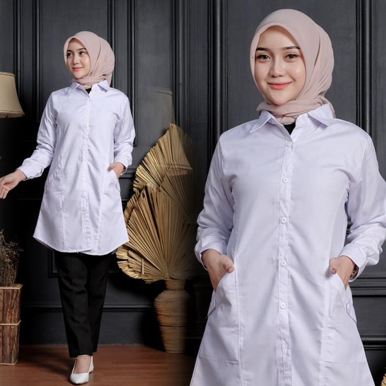 PREMIUM KEMEJA PUTIH/KEMEJA KANTOR/TUNIK POLOS PUTIH/BAJU PPL/BAJU PNS/JUBII.ID