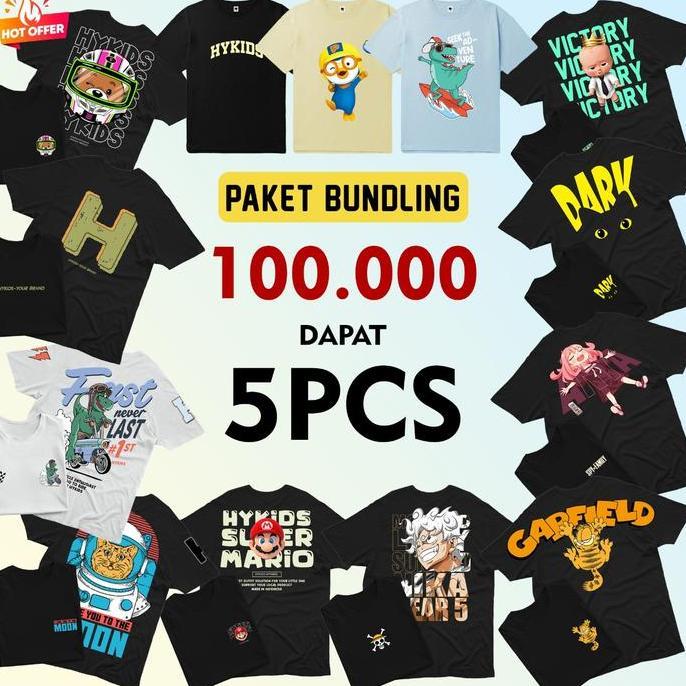 HYKIDS - Paket Bundling Baju Anak 100 ribu 5 pcs Laki-laki Dan Perempuan