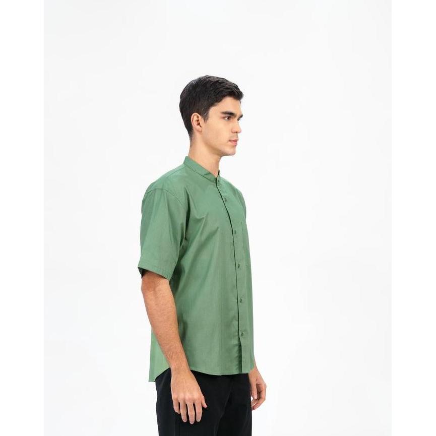 Erigo Shanghai Short Sleeve Basic Farhan Sage Green - Kemeja Koko Lengan Pendek Unisex