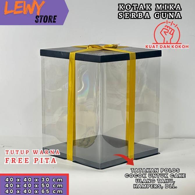 Starsix- Cake Box Mika Dus Kue Kotak Kue 40X40 Cm Tutup Warna Dan Transparan Pet Kotak Jumbo Kotak K