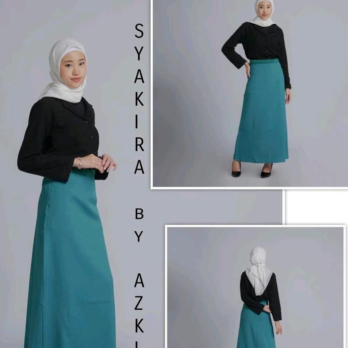 Yurima- Rok Kerja Kantor Kasual Wanita A Line Panjang Terbaru Modern Kekinian Pinggang Full Karet El