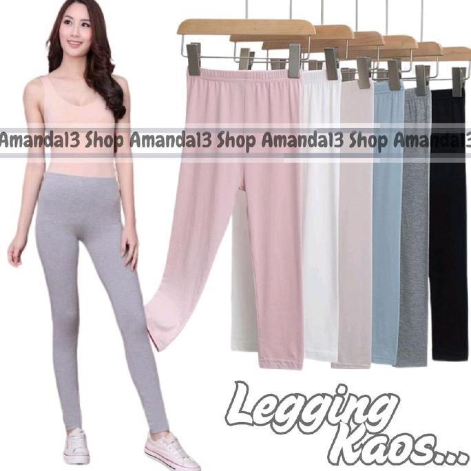 Yurima- Leging Kaos Wanita Dewasa Panjang - Lejing Wanita Tebal -Legging Kaos Legging Fit Hitam Sant