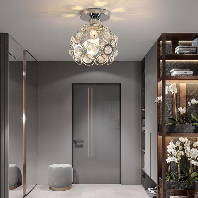 Bestone- Lampu Kristal Plafon Simple Minimalis Lampu Gantung Kristal Bulat