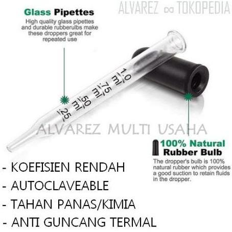 Baru Pipet Tetes Kaca 1 Ml / Drop Pipette / Maat Pipet 1 Ml Skala