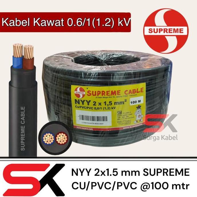 Promo NYY 2x1.5mm SUPREME/ KABEL KAWAT 2 x 1.5mm/ NYY 2x1,5mm/ NYY 2 x 1,5 Diskon