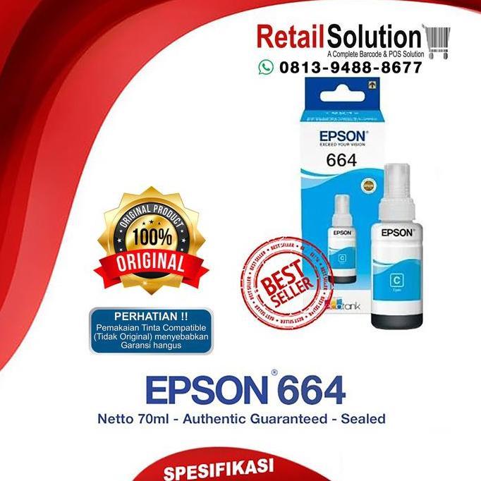 Solid- Tinta Epson 664 Original Cyan - Tinta Printer Epson L120 L310 L360