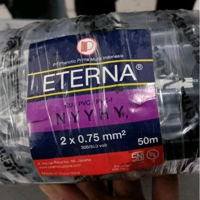 Promo Eterna Kabel Listrik Hitam Kawat NYYHY 2 X 0.75 MM ( 1 Roll 50 Meter ) NYYHY 2x0.75 mm2 50mtr 