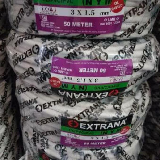 kabel Nym 3x1,5 50m extrana/kabel extrana Nym 3x1,5 kawat tembaga 50m