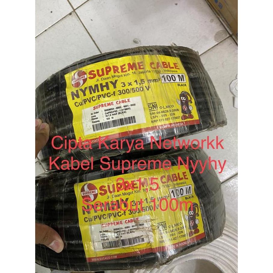 Promo Kabel Supreme Nyyhy 3x1.5 Serabut Hitam 100m / Nymhy 3x1,5 Supreme Diskon