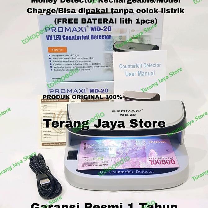 Money Detector Promaxi Md-20 Lampu Uv Deteksi Uang Kertas Promaxi Md20 Uv Lamp Detector