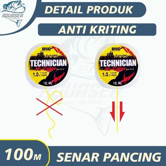 Codbisa- Aquasea - Tali Pancing Technician 100M  Fishing Line Strength 3.80Kg-21.5Kg Sangat Kuat Ala