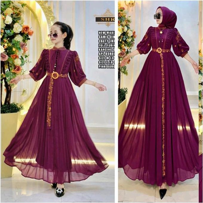 Colkid- Shr Terbaru Maxy Couple Mom&Kids Bordir Cantik Kode Gamis Dinda  Muslim Gamis Lebaran