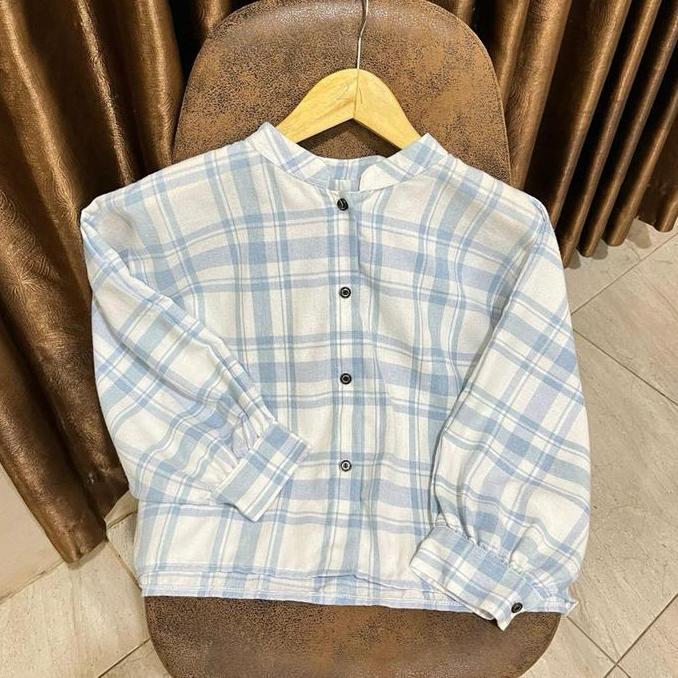 Topyoux- Kemeja Batwing Lengan Balon Flanel Oversize Rfd