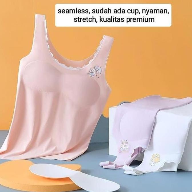 Termurah  Duniaank- Bajukiddie Kaos Dalam Bra Yuri Tank Top Cup Miniset Pakaian Dalam Anak Remaja Sm